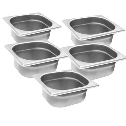 Conj 5 Cuba Gastronômica Inox GN 1/6x65 mm 1,0 L sem alça