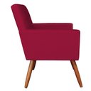 Ver imagem 3 de Kit Poltrona e Puff Banqueta Redonda Nina Veludo Vermelho Pés Palito Castanho - Pallazio