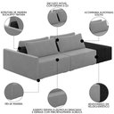 Ver imagem 7 de Sofá Ilha Modular Living com Puff 252cm Georgia Z08 Veludo Cinza/preto - Mpozenato