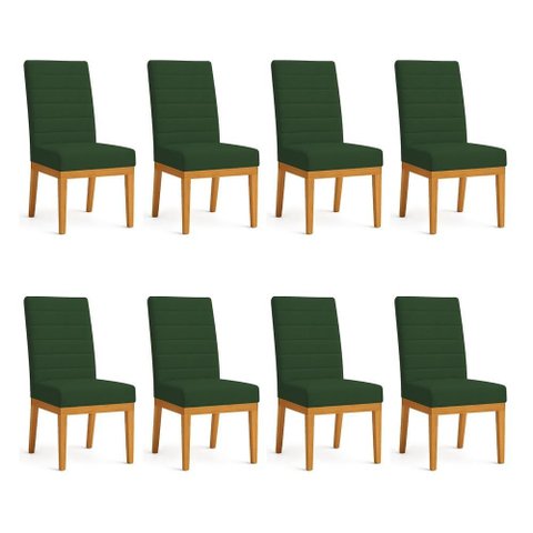 Kit 8 Cadeiras de Jantar Solana Veludo Verde Base de Madeira - Pallazio