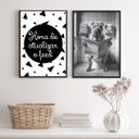 Ver imagem 1 de Kit 2 Quadros Engraçados Banheiro - Sharpeei 24x18cm:madeira Branca