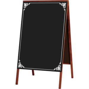 Quadro Cavalete de Propaganda Duplo Madeira Pinus Mogno para Uso de Giz 70x50 cm Preto Fosco Decor 2