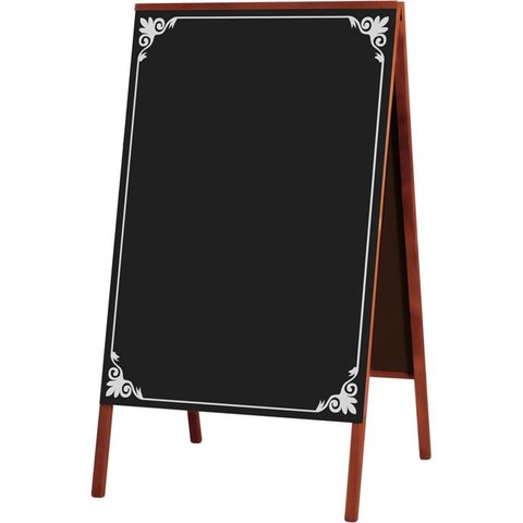 Quadro Cavalete de Propaganda Duplo Madeira Pinus Mogno para Uso de Giz 70x50 cm Preto Fosco Decor 2