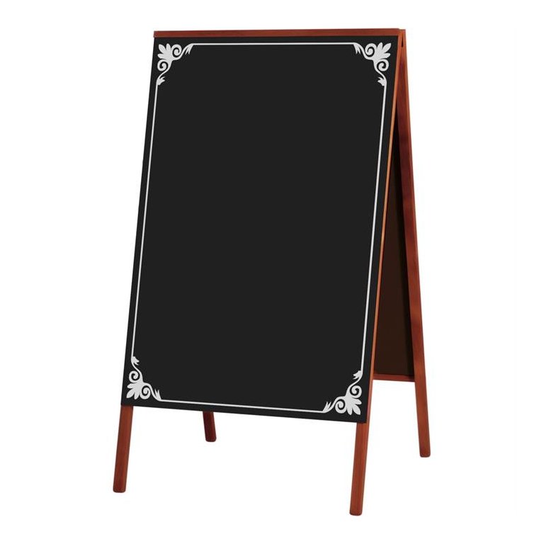 Quadro Cavalete de Propaganda Duplo Madeira Pinus Mogno para Uso de Giz 70x50 cm Preto Fosco Decor 2