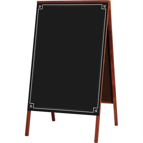 Quadro Cavalete de Propaganda Duplo Madeira Pinus Mogno para Uso de Giz 70x50 cm Preto Fosco Decor 1