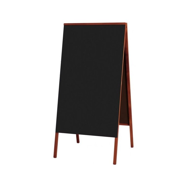 Placa Lousa Quadro Cavalete de Calçada para Comércio Dupla Face Madeira Mogno 120x60 cm Preto Fosco