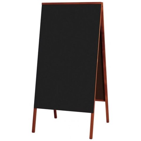 Placa Lousa Quadro Cavalete de Calçada para Comércio Dupla Face Madeira Mogno 120x60 cm Preto Fosco