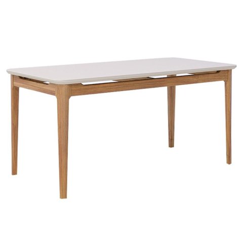 Mesa de Madeira para Sala de Jantar Tampo Mdf/vidro Temperado 180cm Off White Baoba Natuame