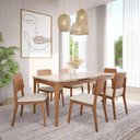 Ver imagem 2 de Mesa de Madeira para Sala de Jantar Tampo Mdf/vidro Temperado 180cm Off White Baoba Natuame