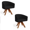 Ver imagem 2 de Poltrona Sala Base Giratória Madeira Kit 2 Arielle Suede Cinza D03 - D’Rossi