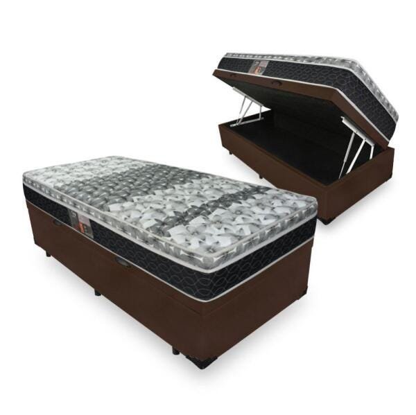 Cama Box Com Ba Solteiro Marrom Colch O De Molas Castor Class Tecnopedic One Face