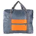 Ver imagem 2 de Mochila Sacola Dobrável com bolso laranja/cinza