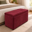 Ver imagem 1 de Calcadeira Recamier Baú Estofada 100cm para Cama Solteiro Suede Bordo