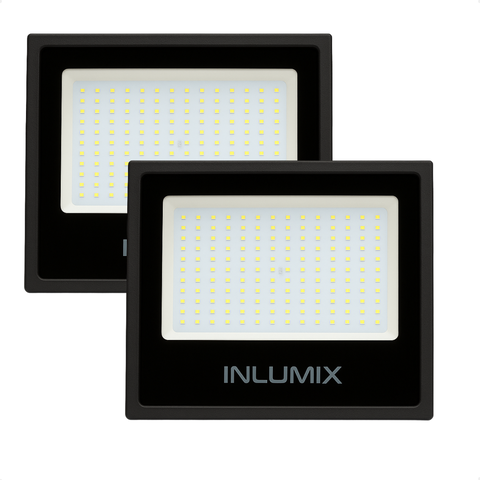 Kit 2 Refletor Holofote de Led 200w Branco Frio 6500k Preto 110/220v