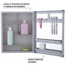 Ver imagem 3 de Armário Banheiro Espelheira Sobrepor e Embutir Cinza | Com Perfil de Alumínio | 36x11x45cm | 01 Port