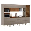 Ver imagem 2 de Cozinha Completa Proença 8 Portas 8 Gavetas com Vidro Ripado Dp3301rp Nogueira/nude Prime Tx - Demób