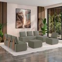 Ver imagem 1 de Sofá Liphis Sala de Estar Modulado Moderno Pés de Madeira Veludo Cinza Escuro G45 - Gran Belo