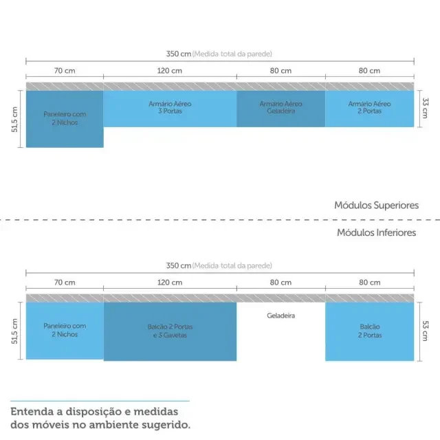 Cozinha Completa 7 Peças com Torre Quente, Armários e Balcões Linea Luciane Móveis - 3