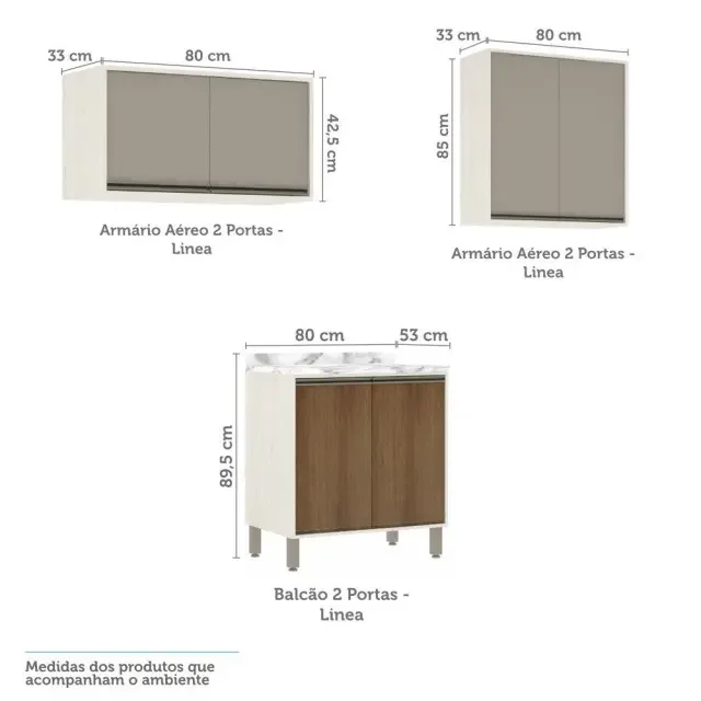 Cozinha Completa 7 Peças com Torre Quente, Armários e Balcões Linea Luciane Móveis - 5