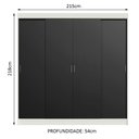 Ver imagem 4 de Guarda-roupa Casal Madesa Austin 4 Portas de Correr 3 Gavetas