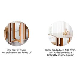 Mesa de Sala Jantar Flora + Tampo Madeirado 94x94cm Nature/Off White - Cimol - 4