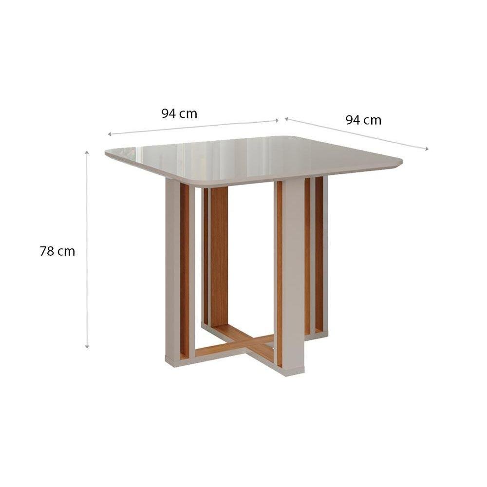 Mesa de Sala Jantar Flora + Tampo Madeirado 94x94cm Nature/Off White - Cimol - 3