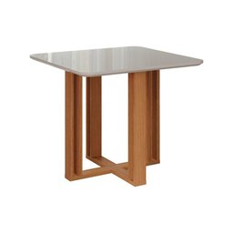 Mesa de Sala Jantar Flora + Tampo Madeirado 94x94cm Nature/Off White - Cimol - 1