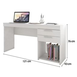 Mesa Escrivaninha Office Branco 2 Gavetas Notável 76x121x43 - 6