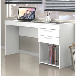 Mesa Escrivaninha Office Branco 2 Gavetas Notável 76x121x43 - 1