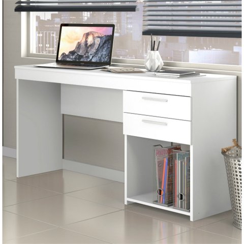 Mesa Escrivaninha Office Branco 2 Gavetas Notável 76x121x43