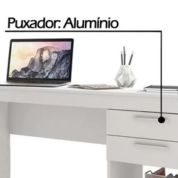 Mesa Escrivaninha Office Branco 2 Gavetas Notável 76x121x43 - 4
