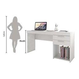 Mesa Escrivaninha Office Branco 2 Gavetas Notável 76x121x43 - 7