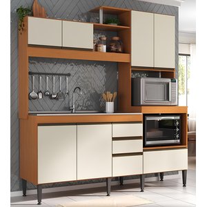Cozinha Alice Compacta 8 Portas 2 Gavetas Nicho para Forno e Micro - Móveis Menezes