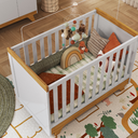Ver imagem 3 de Berço Peroba Retrô Americano Branco com Amendôa MDF Infantil Branco Amêndoa
