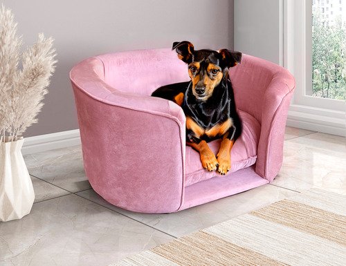 Cama Aurora para Cachorro e Gato Pet Veludo Rosa 80x60 Bz Decor