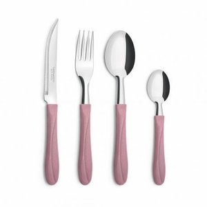 Conjunto de Talheres + Pote - Simonaggio Trend - 25 Pçs – Rosa Quartz