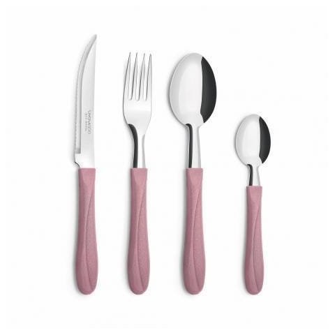 Conjunto de Talheres + Pote - Simonaggio Trend - 25 Pçs – Rosa Quartz