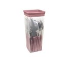 Ver imagem 2 de Conjunto de Talheres + Pote - Simonaggio Trend - 25 Pçs – Rosa Quartz