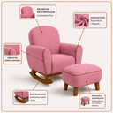 Ver imagem 2 de Poltrona Amamentação Nuvem Base Balanço com Puff Suede:Suede Rosa