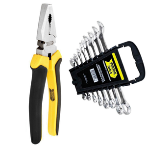 Kit Jogo Ferramentas-1 Alicate Universal 8"pol + 1 Jogo 8 Chaves Fixa / Estrela Combinadas Fertak