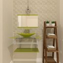 Ver imagem 1 de Gabinete De Vidro 80cm Ac Cuba Retangular Verde Oliva