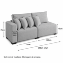 Ver imagem 4 de Sofá Toronto 1,90m Linho Off com Almofadas Decorativas - Conforto Premium