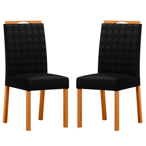Conjunto com 2 Cadeiras de Jantar Estofada Mariah Ypê/veludo Preto Ja03 - New Ceval 13054/342