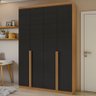 Guarda-Roupa Solteiro Alonzo 4 Portas 2 Gavetas 100% Mdf Amêndoa/Preto Fosco - Móveis Lopas - 1