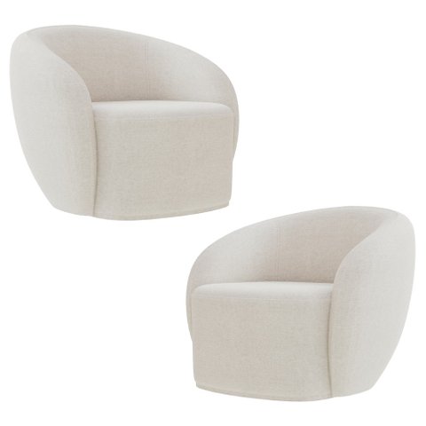 Poltrona para Sala de Estar Orgânica Kit com 2 Garbin K04 Bouclê Bege - Mpozenato