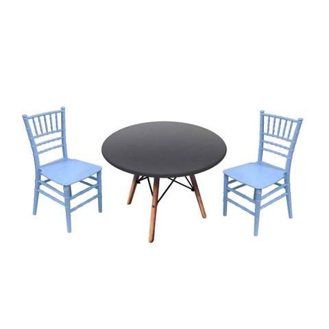 Kit Mesa Infantil Eames 60cm e 2 Cadeiras Tiffany Polipropileno La Mobilia: Espaço Kids Azul