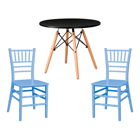 Kit Mesa Infantil Eames 60cm e 2 Cadeiras Tiffany Polipropileno La Mobilia: Espaço Kids Azul