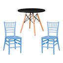 Ver imagem 1 de Kit Mesa Infantil Eames 60cm e 2 Cadeiras Tiffany Polipropileno La Mobilia: Espaço Kids Azul
