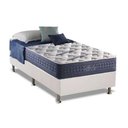 Ver imagem 1 de Cama Box Solteiro: Colchão Molas Ensacadas Anjos MasterPocket Blue Sea + Base CRC Courano White(88x1