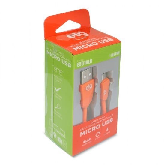 Cabo Ec510lr Micro Usb 1 Metro Laranja ELG - 2